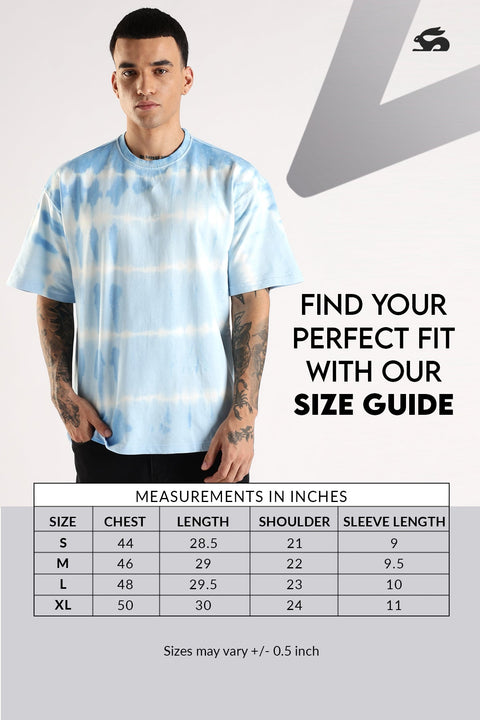Adro Trendy Oversized Baggy Fit Drop Shoulder Tshirt in Tie & Dye Style | French Terry Cotton Heavy Fabric Crew Neck T Shirt for Men