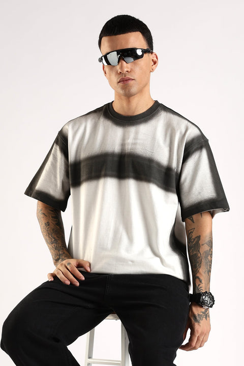 Adro Trendy Oversized Baggy Fit Drop Shoulder Tshirt in Tie & Dye Style | French Terry Cotton Heavy Fabric Crew Neck T Shirt for Men White, Black