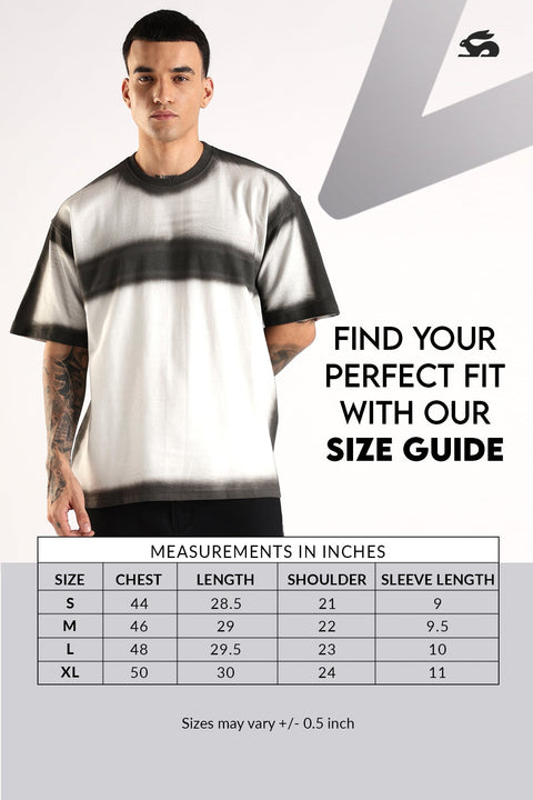 Adro Trendy Oversized Baggy Fit Drop Shoulder Tshirt in Tie & Dye Style | French Terry Cotton Heavy Fabric Crew Neck T Shirt for Men White, Black
