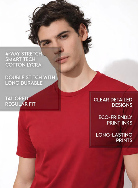 Adro Badminton Printed T-Shirt for Men | Cotton Lycra | 180 GSM Regular Fit | Sports Casual Tee | Printed Tshirt for Men| Sports Stylish T shirt