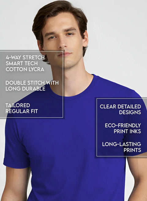 Adro Mens Badminton TShirt | Cotton Lycra | Regular Fit Tee | Sports Design T-shirt for Men | Printed T shirts for Men
