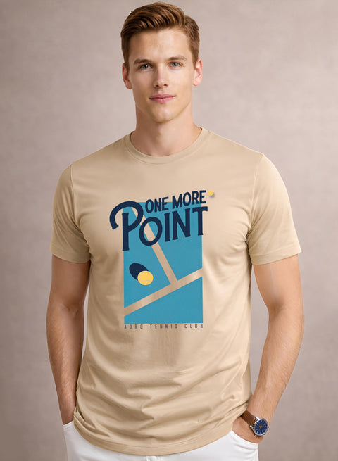 Adro Tennis Printed T-Shirt for Men | Cotton Lycra | 180 GSM Regular Fit | Sports Casual Tee | Printed Tshirt for Men| Sports Stylish T shirt Beige
