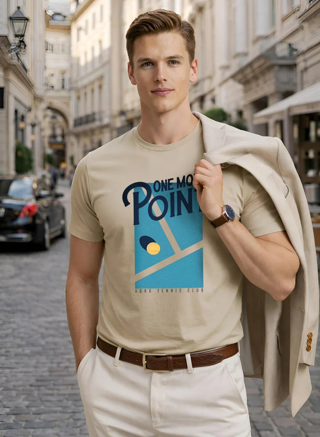 Adro Tennis Printed T-Shirt for Men | Cotton Lycra | 180 GSM Regular Fit | Sports Casual Tee | Printed Tshirt for Men| Sports Stylish T shirt