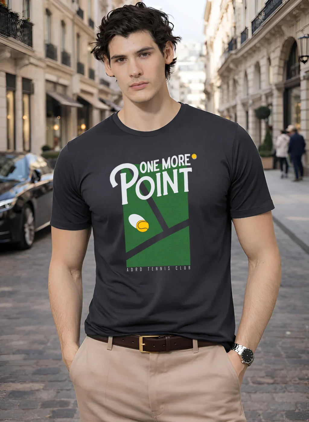 Adro Tennis Printed T-Shirt for Men | Cotton Lycra | 180 GSM Regular Fit | Sports Casual Tee | Printed Tshirt for Men| Sports Stylish T shirt