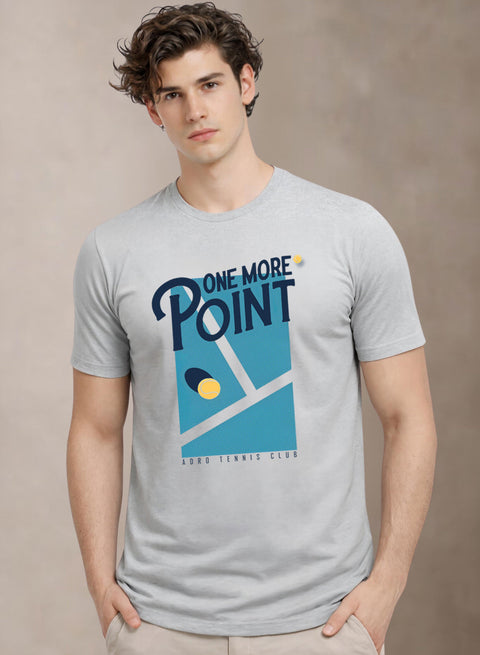 Adro Tennis Printed T-Shirt for Men | Cotton Lycra | 180 GSM Regular Fit | Sports Casual Tee | Printed Tshirt for Men| Sports Stylish T shirt Grey