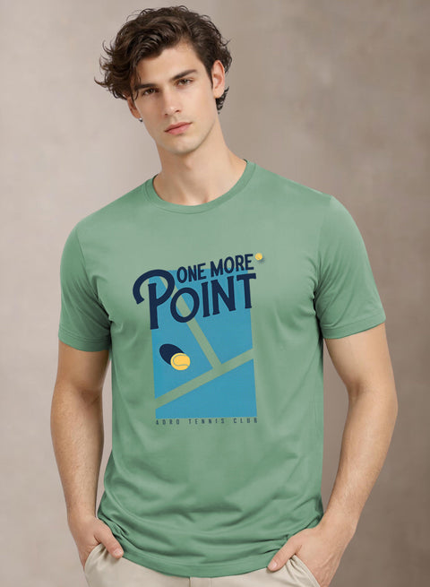 Adro Tennis Printed T-Shirt for Men | Cotton Lycra | 180 GSM Regular Fit | Sports Casual Tee | Printed Tshirt for Men| Sports Stylish T shirt Pista