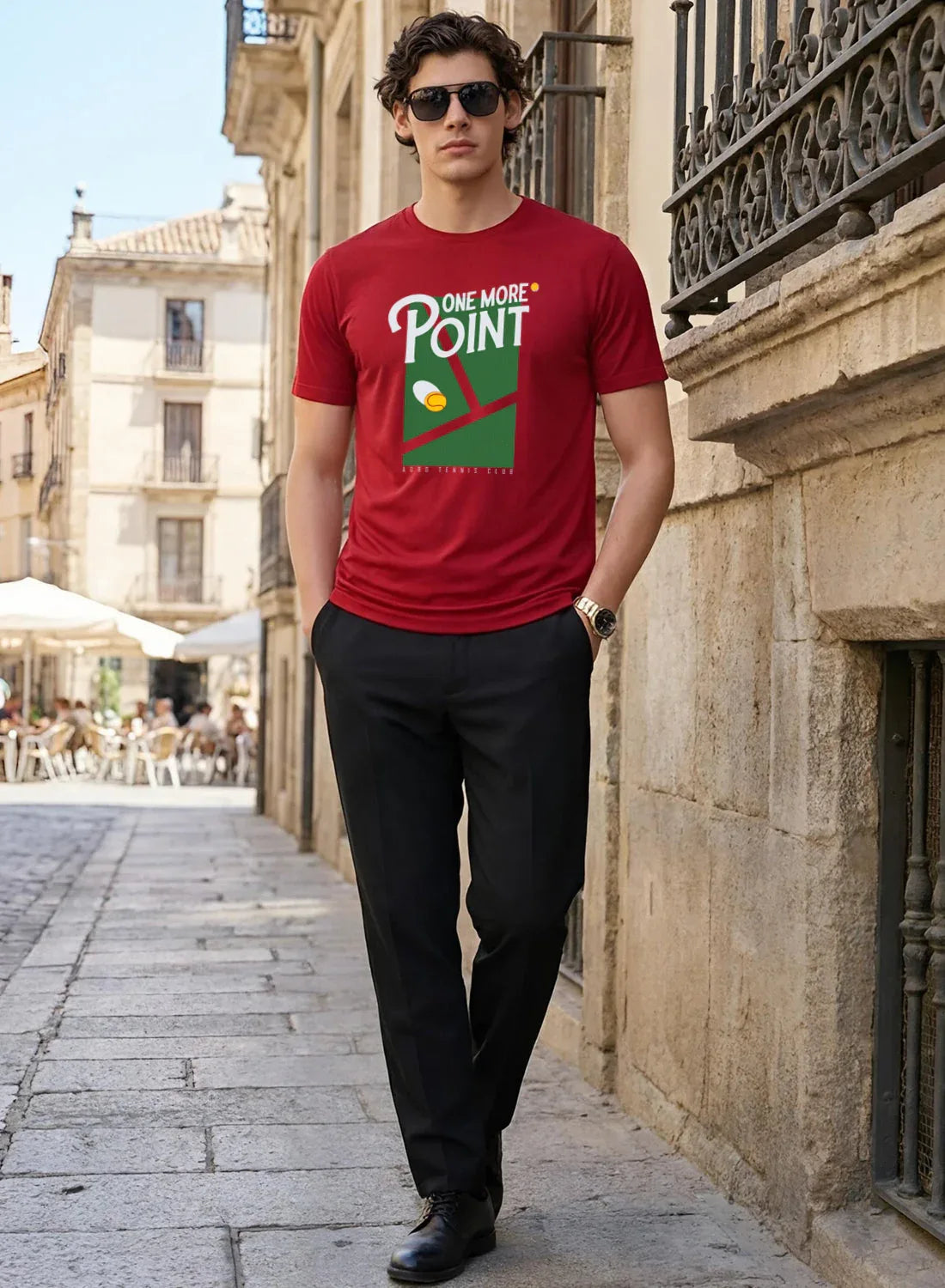 Adro Tennis Printed T-Shirt for Men | Cotton Lycra | 180 GSM Regular Fit | Sports Casual Tee | Printed Tshirt for Men| Sports Stylish T shirt