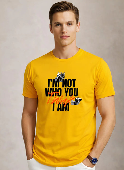Adro Mens Printed T-Shirt | Cotton Regular Fit Streetwear Tshirt | Trendy Graphic Design Casual T shirt for College & Outings Mustard