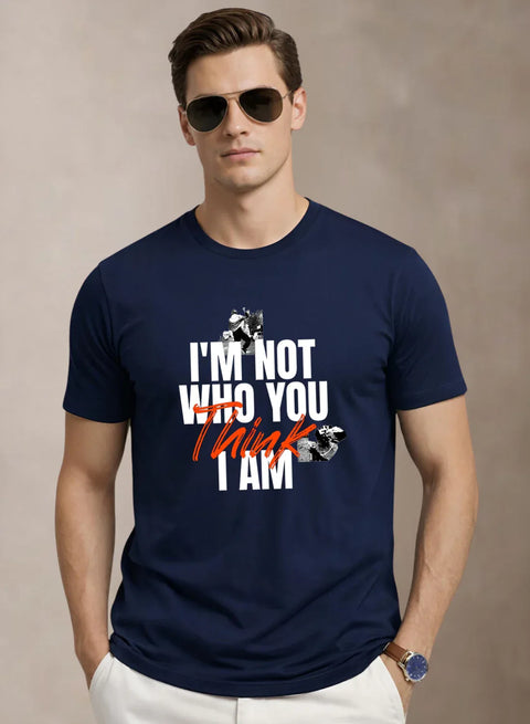 Adro Mens Printed T-Shirt | Cotton Regular Fit Streetwear Tshirt | Trendy Graphic Design Casual T shirt for College & Outings Navy Blue