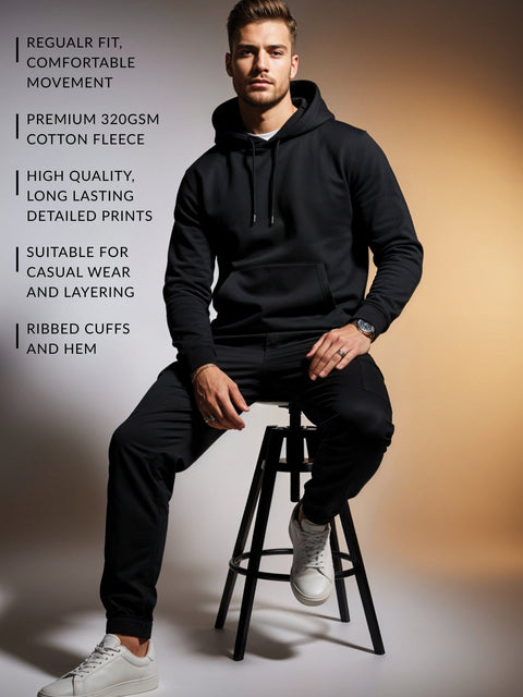 Adro Campus League Legacy Crew Hoodie for Men | 320 GSM Cotton-Poly Fleece | Soft Feel, Skin-Friendly Printed Graphic, Warm Casual Sweatshirt with Kangaroo Pocket & Drawstring Hood