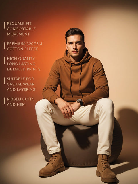 Adro Zirelent Wildwood Valley Hoodie for Men | 320 GSM Cotton-Poly Fleece | Soft Feel, Skin-Friendly Printed Graphic, Warm Casual Sweatshirt with Kangaroo Pocket & Drawstring Hood –