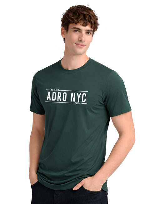 Adro Mens Branded Logo Printed T-Shirt | Typography Print 100% Cotton T shirt | Stylish Tee Summer Regular Fit Graphic Tshirt