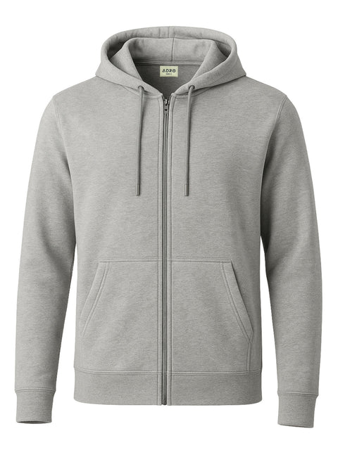 Adro Men’s Regular Fit Zip-Up Hoodie for man | 320 GSM Cotton Poly Fleece Zipper Sweatshirt with Soft Fabric & Printed Hoodies