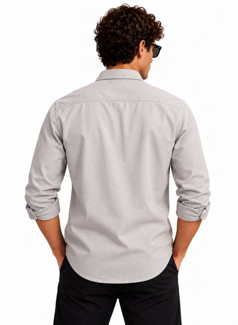 ADRO Men's Utility Pocket Cargo Shirt | Full Sleeve Button Down Utility Cargo Shirt | Grey | Regular Fit | Multi Pocket Casual Streetwear