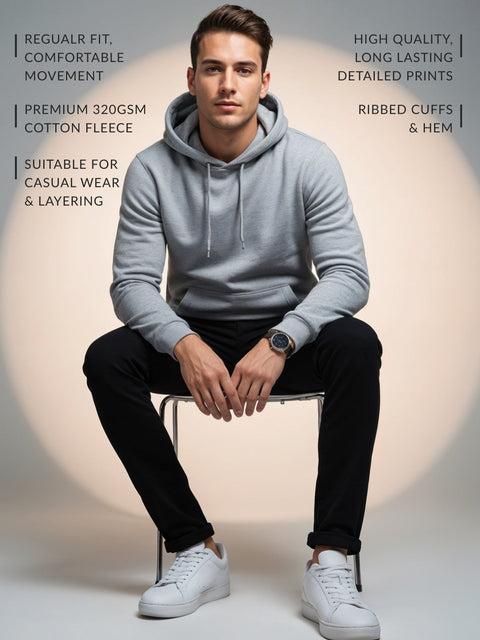 Adro Zirelent Wildwood Valley Hoodie for Men | 320 GSM Cotton-Poly Fleece | Soft Feel, Skin-Friendly Printed Graphic, Warm Casual Sweatshirt with Kangaroo Pocket & Drawstring Hood –