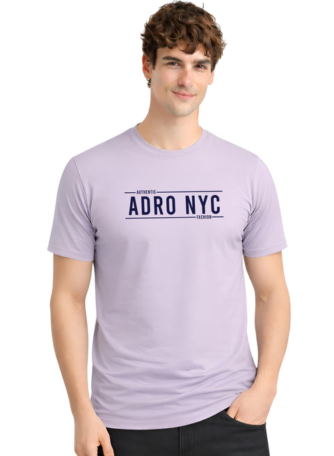 Adro Mens Branded Logo Printed T-Shirt | Typography Print 100% Cotton T shirt | Stylish Tee Summer Regular Fit Graphic Tshirt Lilac Grey