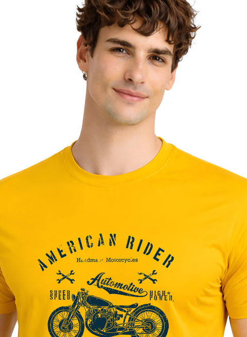 Adro Mens American Rider Printed T-Shirt | 100% Cotton T shirt for Bikers | Stylish Casual Tee Summer Regular Fit Biker Tshirt