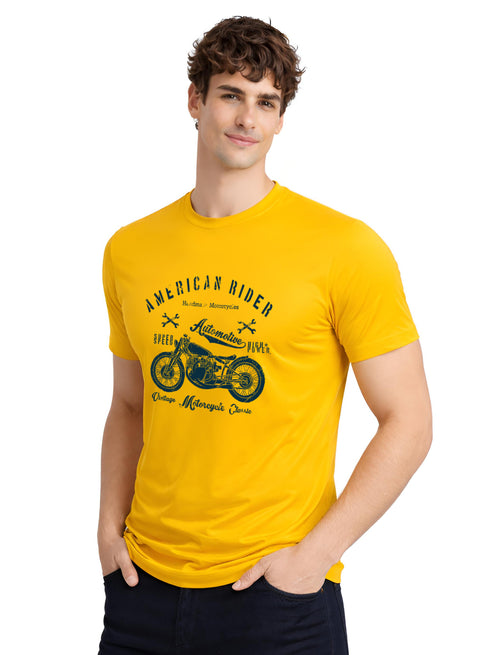 Adro Mens American Rider Printed T-Shirt | 100% Cotton T shirt for Bikers | Stylish Casual Tee Summer Regular Fit Biker Tshirt