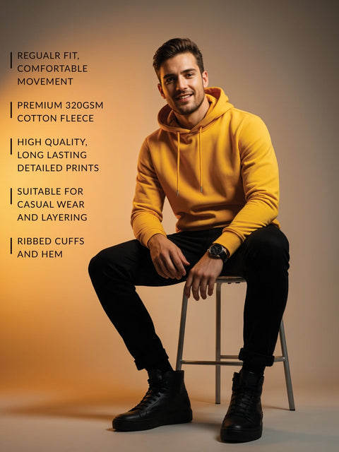 Adro Zirelent Wildwood Valley Hoodie for Men | 320 GSM Cotton-Poly Fleece | Soft Feel, Skin-Friendly Printed Graphic, Warm Casual Sweatshirt with Kangaroo Pocket & Drawstring Hood –