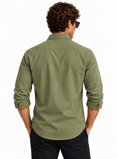 ADRO Men's Utility Pocket Cargo Shirt | Full Sleeve Button Down Utility Cargo Shirt | Olive Green | Regular Fit | Multi Pocket Casual Streetwear