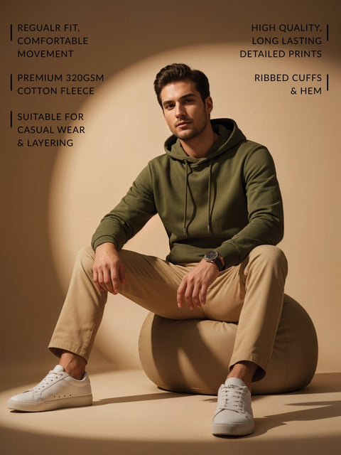 Adro Zirelent Wildwood Valley Hoodie for Men | 320 GSM Cotton-Poly Fleece | Soft Feel, Skin-Friendly Printed Graphic, Warm Casual Sweatshirt with Kangaroo Pocket & Drawstring Hood –