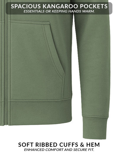 Adro Men’s Regular Fit Zip-Up Hoodie for man | 320 GSM Cotton Poly Fleece Zipper Sweatshirt with Soft Fabric & Printed Hoodies