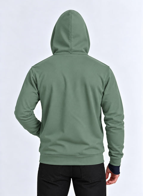 Adro Travel Hoodie for Men | Mens Multi Utility Zipper Hoodies| 320 GSM Soft Cotton |Men's Winter Sweatshirt | Waterproof Pockets Zip-Up Jacket with Hood Eye Shade |Pista