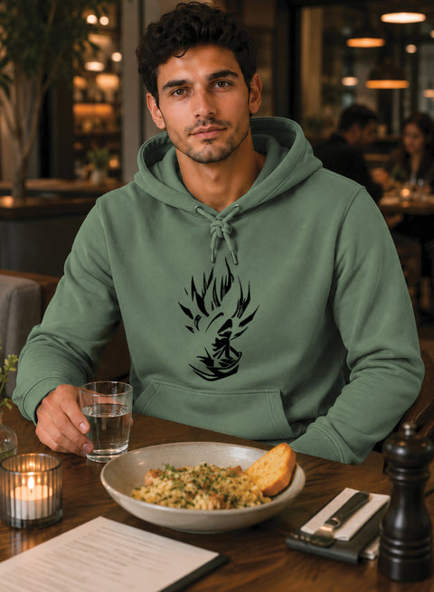 ADRO Men's Flame Graphic Pullover Hoodie | 320 GSM Cotton Fleece | Regular Fit Hoodie | Winter Casual Streetwear