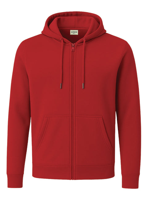 Adro Men’s Regular Fit Zip-Up Hoodie for man | 320 GSM Cotton Poly Fleece Zipper Sweatshirt with Soft Fabric & Printed Hoodies