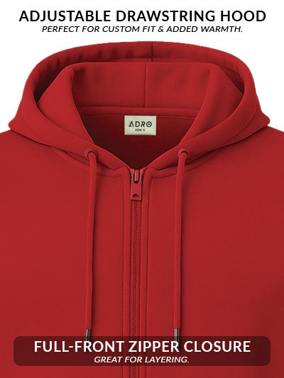 Adro Men’s Regular Fit Zip-Up Hoodie for man | 320 GSM Cotton Poly Fleece Zipper Sweatshirt with Soft Fabric & Printed Hoodies