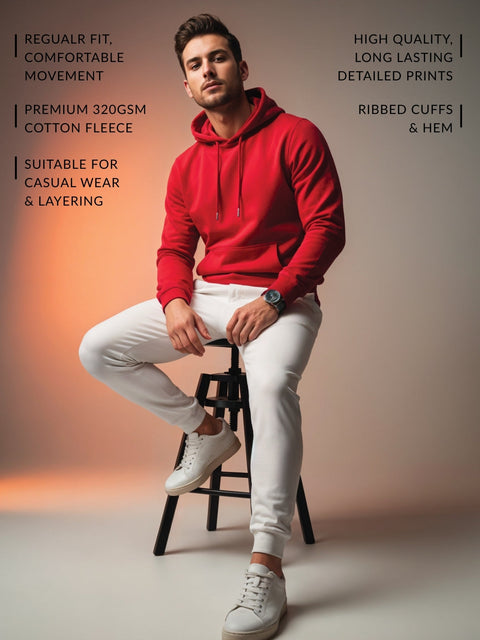 Adro Zirelent Wildwood Valley Hoodie for Men | 320 GSM Cotton-Poly Fleece | Soft Feel, Skin-Friendly Printed Graphic, Warm Casual Sweatshirt with Kangaroo Pocket & Drawstring Hood –