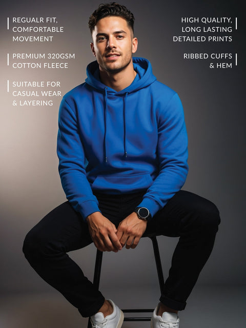 Adro Campus League Legacy Crew Hoodie for Men | 320 GSM Cotton-Poly Fleece | Soft Feel, Skin-Friendly Printed Graphic, Warm Casual Sweatshirt with Kangaroo Pocket & Drawstring Hood