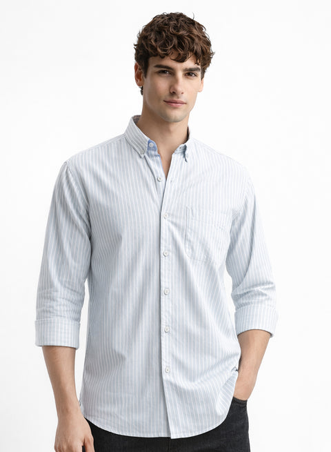 Adro Men’s Casual Shirt | Premium Cotton | Everyday Comfort Sky Blue, White