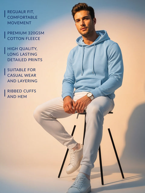 Adro Zirelent Wildwood Valley Hoodie for Men | 320 GSM Cotton-Poly Fleece | Soft Feel, Skin-Friendly Printed Graphic, Warm Casual Sweatshirt with Kangaroo Pocket & Drawstring Hood –