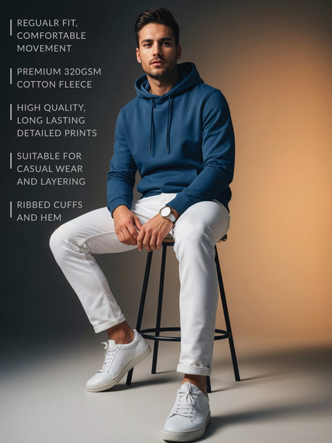 Adro Zirelent Wildwood Valley Hoodie for Men | 320 GSM Cotton-Poly Fleece | Soft Feel, Skin-Friendly Printed Graphic, Warm Casual Sweatshirt with Kangaroo Pocket & Drawstring Hood –
