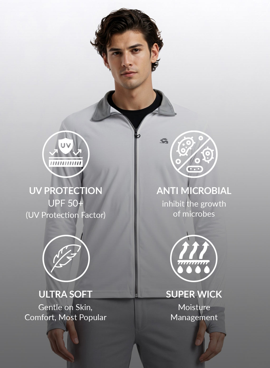 Adro Sunscreen Jacket for Men UV Sun Advanced Protection Running Jackets For Men Biker Jackets with Zipper Sports jacket for men