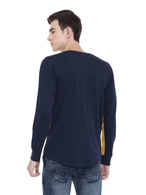 Buy Navy Blue Men's Striped Full Sleeve T-Shirt - ADRO