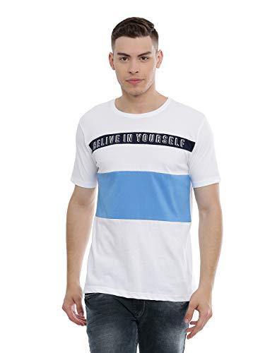 ADRO Men's Colour Blocked Cotton T-Shirts (Navy Blue) - ADRO Fashion