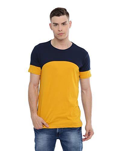 ADRO Men's Colour Blocked Cotton T-Shirts (Navy Blue) - ADRO Fashion