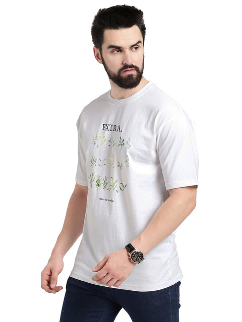 Adro Leaf Design Printed 100% Cotton Oversized T-shirt for Men - ADRO Fashion