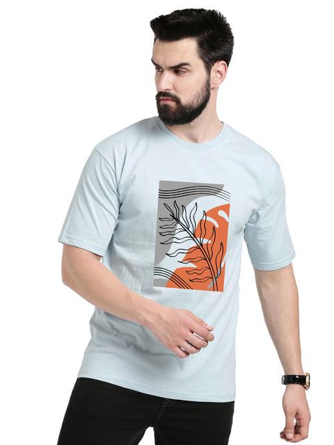 Adro Leaf Design Graphic Printed 100% Cotton Oversized T-shirt for Men - ADRO Fashion