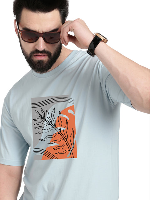 Adro Leaf Design Graphic Printed 100% Cotton Oversized T-shirt for Men - ADRO Fashion