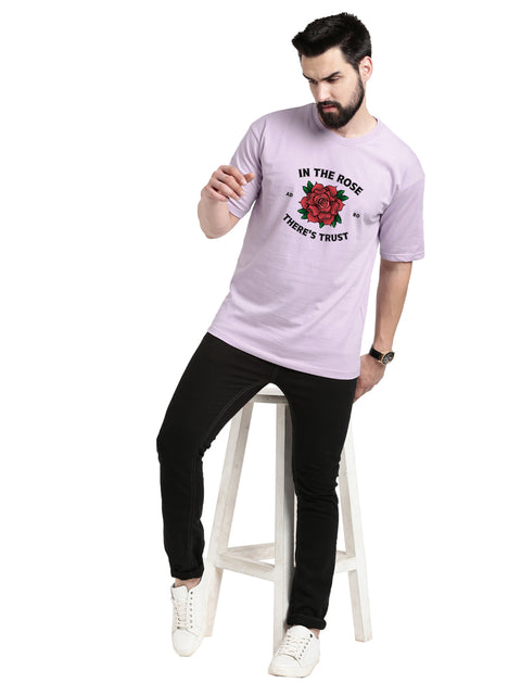 Adro White Rose Graphic Printed 100% Cotton Oversized T-shirt for Men - ADRO Fashion