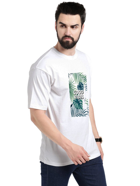 Adro Good Vibes Graphic Printed 100% Cotton Oversized T-shirt for Men - ADRO Fashion