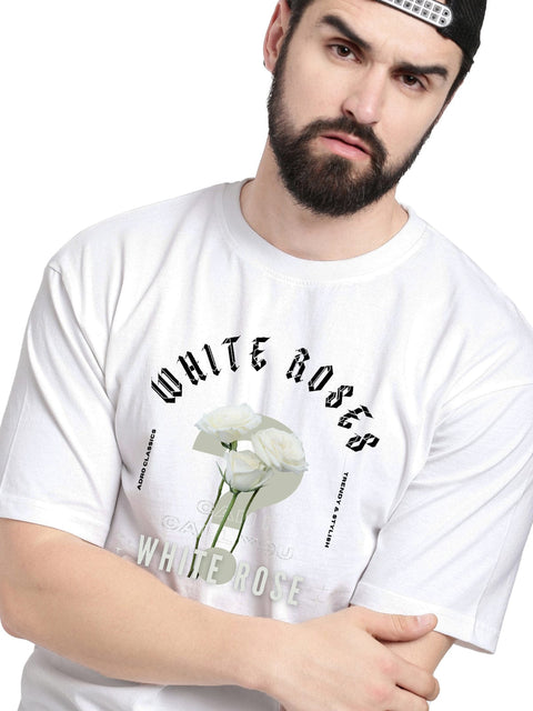 Adro Rose Graphic Printed 100% Cotton Oversized T-shirt for Men - ADRO Fashion