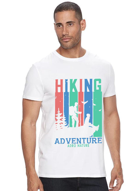 Buy Black Mens Hiking Adventure Printed Cotton T-Shirt - ADRO