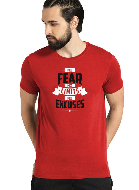 ADRO No Fear No Limits No Excuses Mens Printed T-Shirt - ADRO Fashion