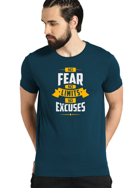 ADRO No Fear No Limits No Excuses Mens Printed T-Shirt - ADRO Fashion