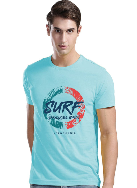 Adro Mens Surf Breaking Waves Printed Cotton T-Shirt - ADRO Fashion